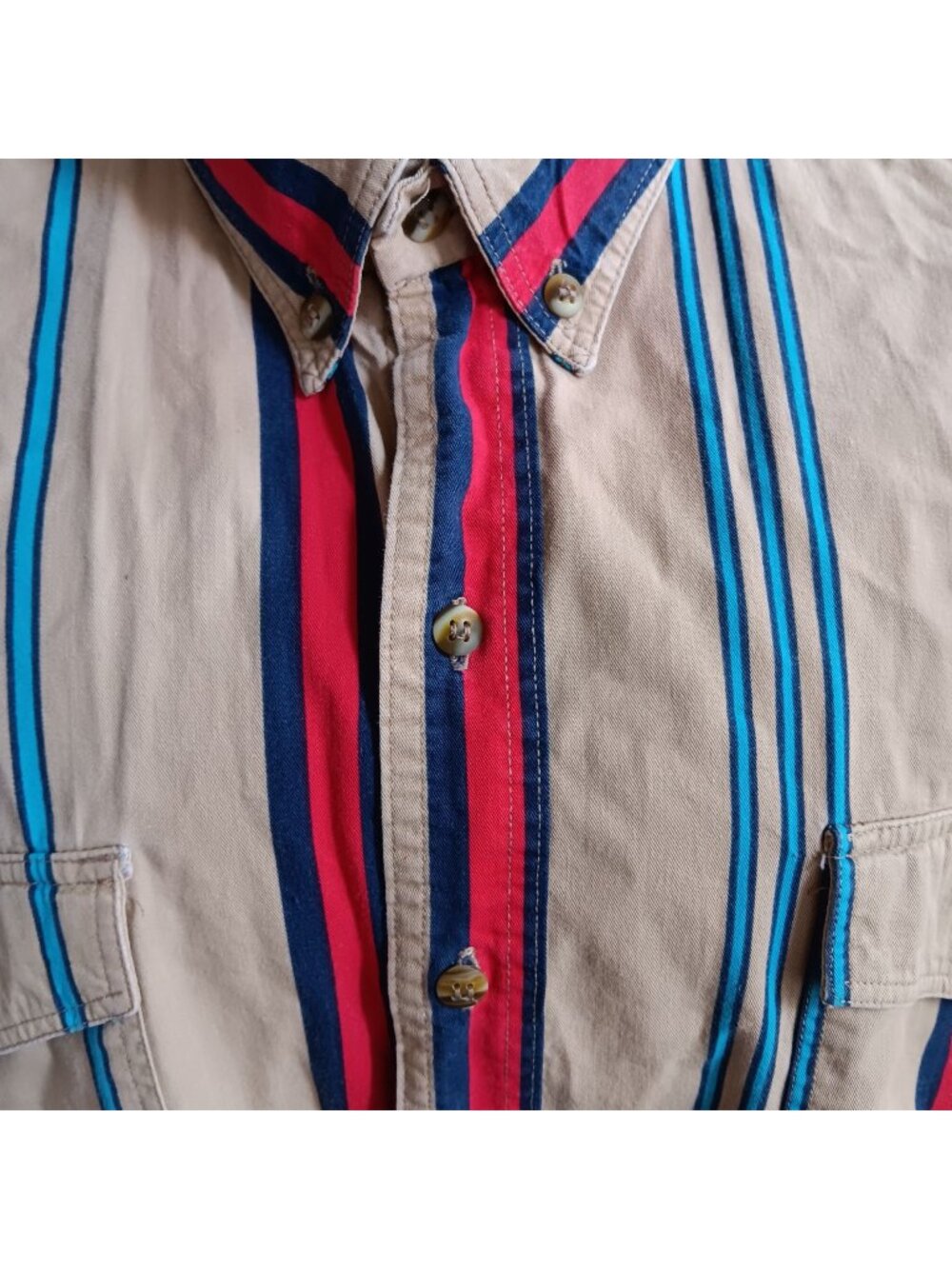 Vintage Large Brushpopper Shirt Striped Button-Up Western Frontier 1990's Mexico